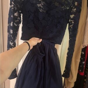 Elegant Navy Lace Dress